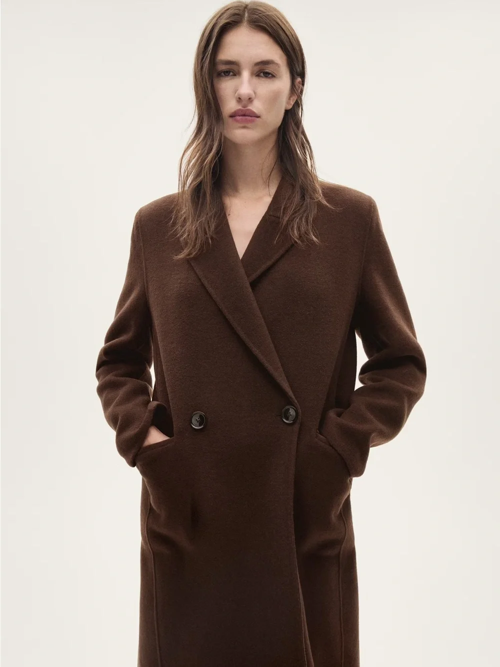 Mango WOOL COAT WITH FRINGED SCARF - Picture 7 of 11